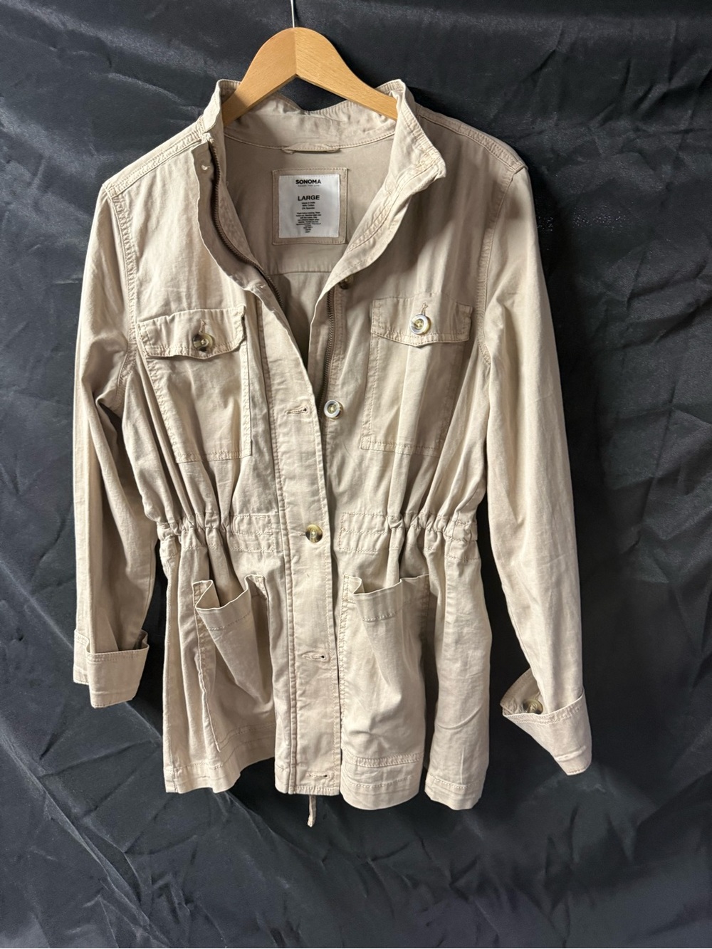 Sonoma Women's Drawstring Utility Jacket in Beige size large